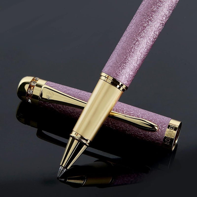 BOCIYER Rollerball Liquid Ink Pens,Best Luxury Ball Pen Gift Set for Women,Black Ink Fancy Pen Refillable for Executive Office,Professional,pretty pens,cool pens,Nice cute Designer Pens(Pink) - Image 1